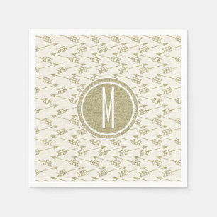 Tribal Arrows Gold Glitter Monogram Napkin