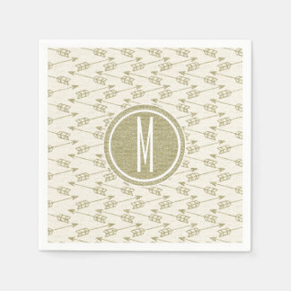 Tribal Arrows | Gold Glitter Monogram Napkin