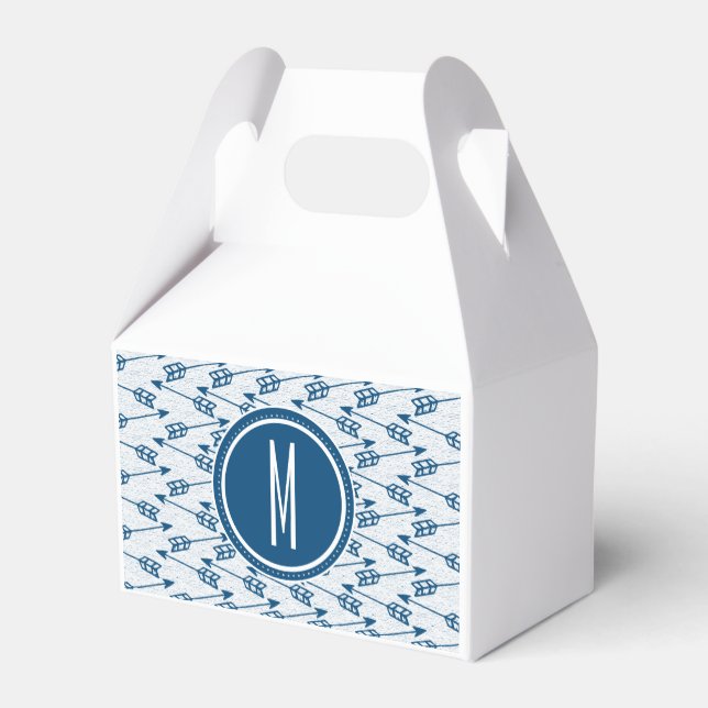 Tribal Arrows | Navy Monogram Favour Box (Back Side)