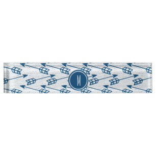 Tribal Arrows Navy Monogram Nameplate