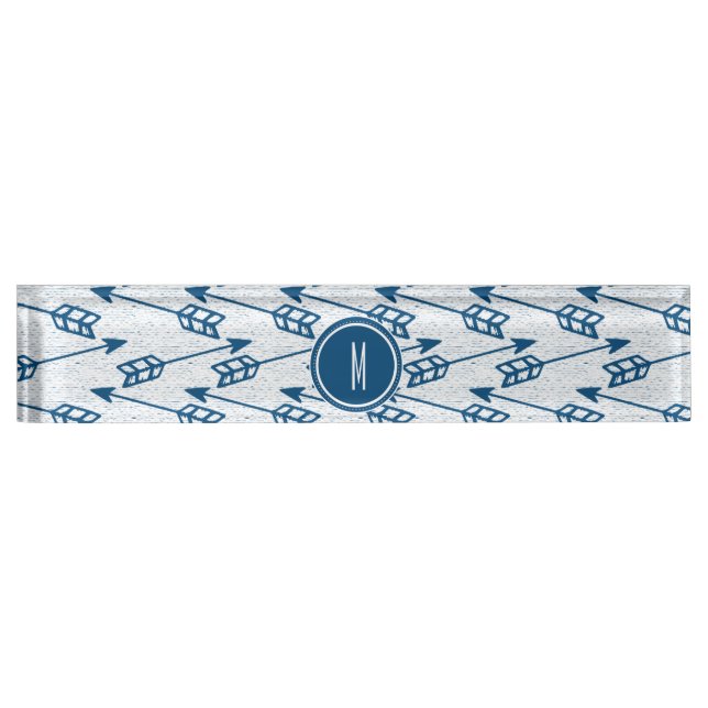 Tribal Arrows | Navy Monogram Nameplate (Front)