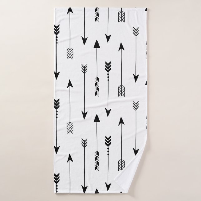 Tribal arrows on white background. Seamless patter Bath Towel (Bath Towel)