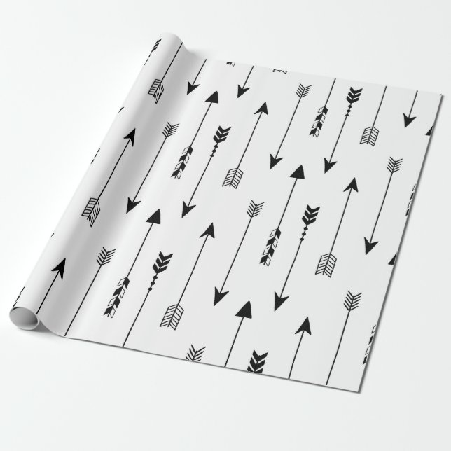 Tribal arrows on white background. Seamless patter Wrapping Paper (Unrolled)