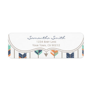 Tribal Arrows Orange Blue and Grey Return Address