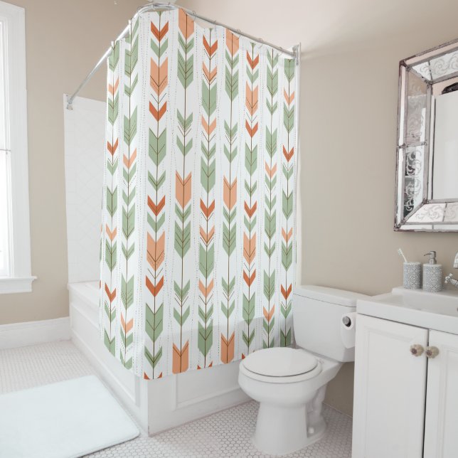 Tribal Arrows Pattern Pastel Colours Shower Curtain (In Situ)