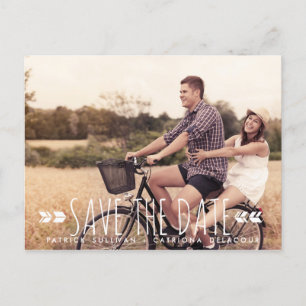 TRIBAL ARROWS PATTERN PHOTO SAVE THE DATE POSTCARD