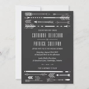Tribal Arrows Wedding Invitation   Grey