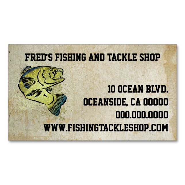 Tribal Art Bass Fish Magnetic Business Card (Front)