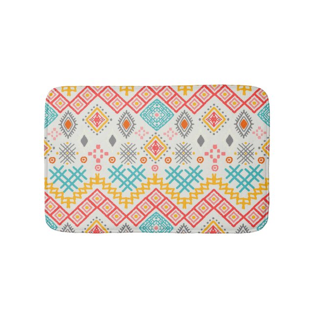 Tribal art: boho geometric print. bath mat (Front)