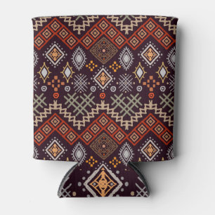 Tribal Art Boho Geometric Print Can Cooler