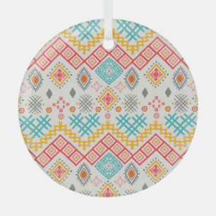 Tribal art: boho geometric print. glass tree decoration