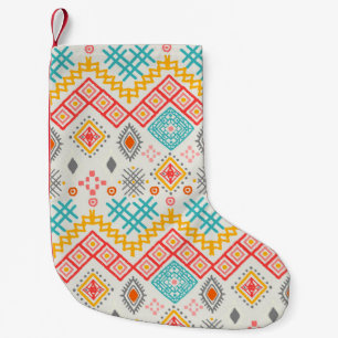 Tribal art: boho geometric print. small christmas stocking
