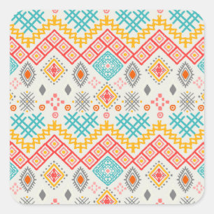 Tribal art: boho geometric print. square sticker