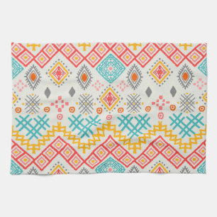 Tribal art: boho geometric print. tea towel