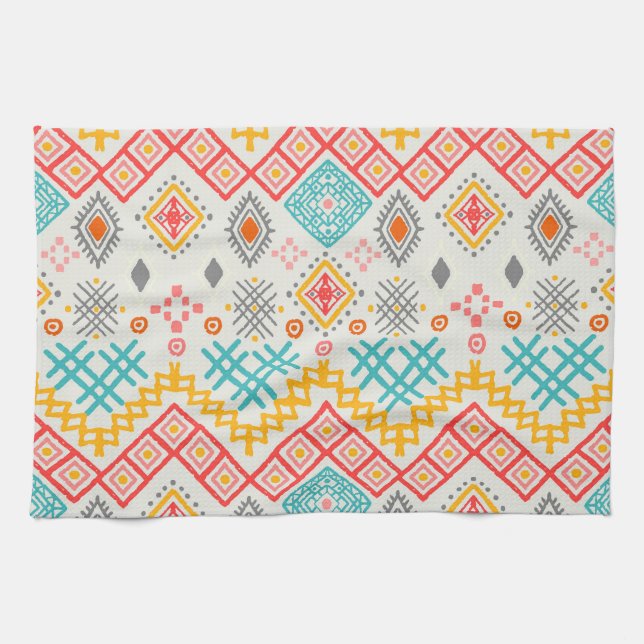Tribal art: boho geometric print. tea towel (Horizontal)