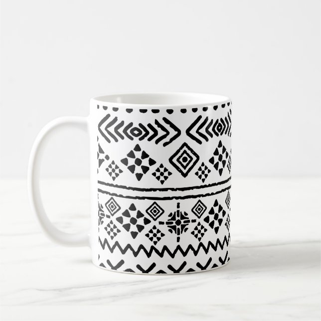 Tribal art boho: geometric seamless. coffee mug (Left)