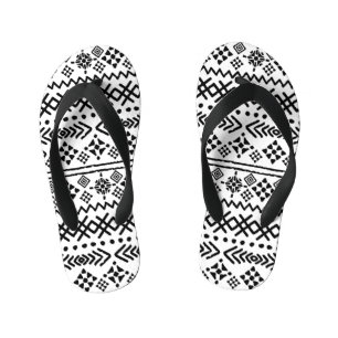 Tribal art boho: geometric seamless. kid's flip flops