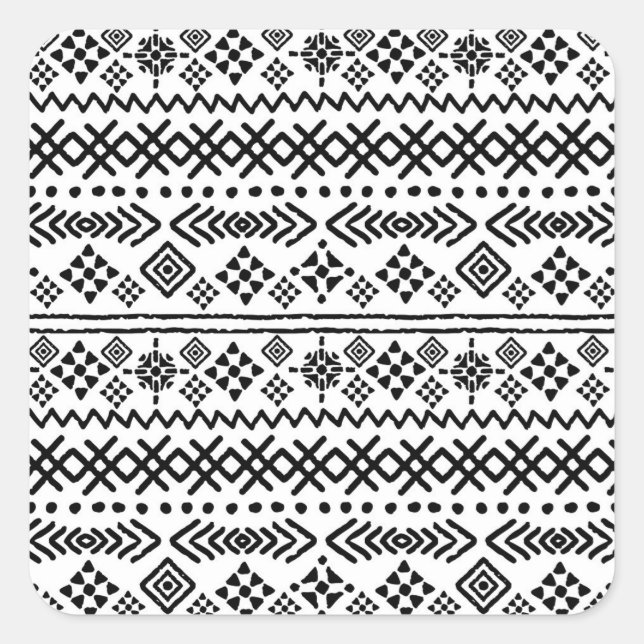 Tribal art boho: geometric seamless. square sticker (Front)