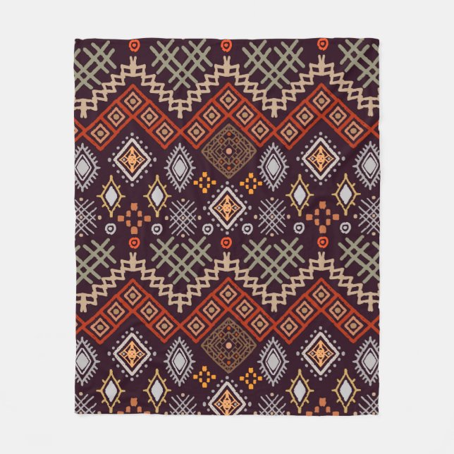 Tribal art boho seamless pattern fleece blanket (Front)