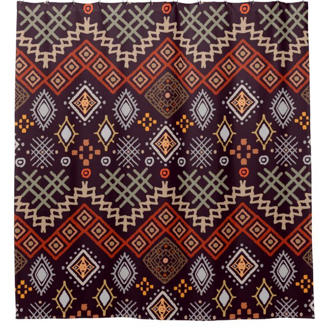 Tribal art boho seamless pattern shower curtain (Front)