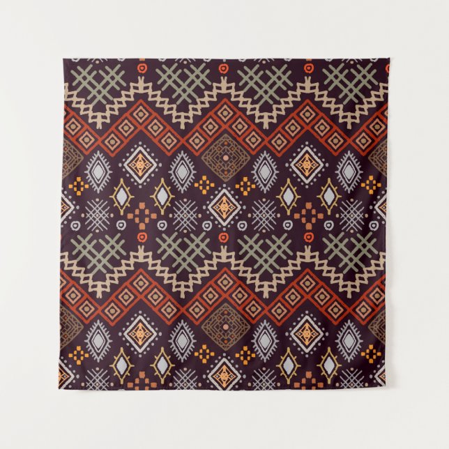 Tribal art boho seamless pattern tapestry (Front)
