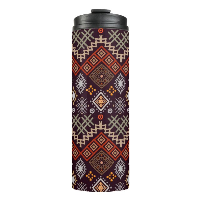Tribal art boho seamless pattern thermal tumbler (Front)