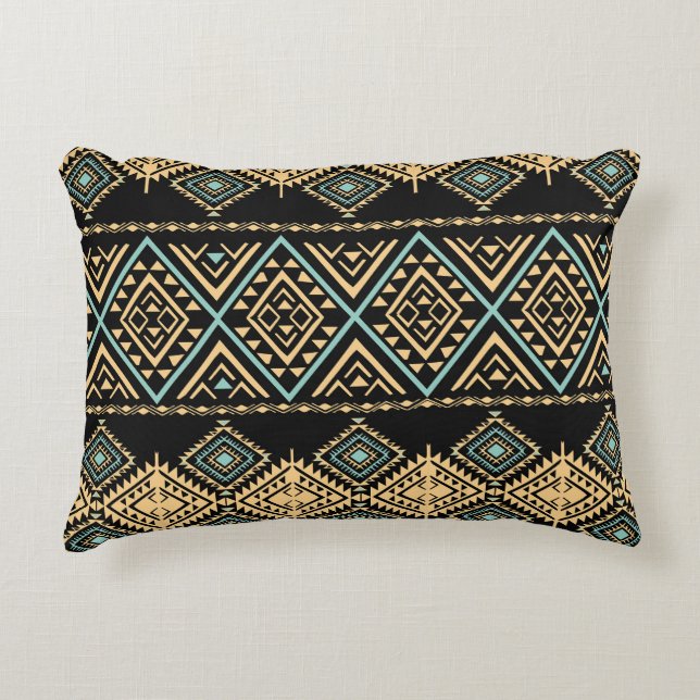 Tribal art, ethnic geometric, colourful pattern. decorative cushion (Front)