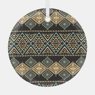 Tribal art, ethnic geometric, colourful pattern. glass tree decoration