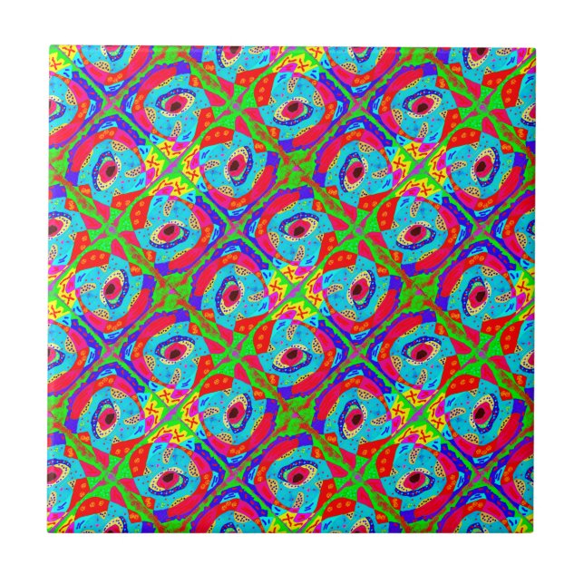 Tribal art inspired design Aboriginal             Tile (Front)