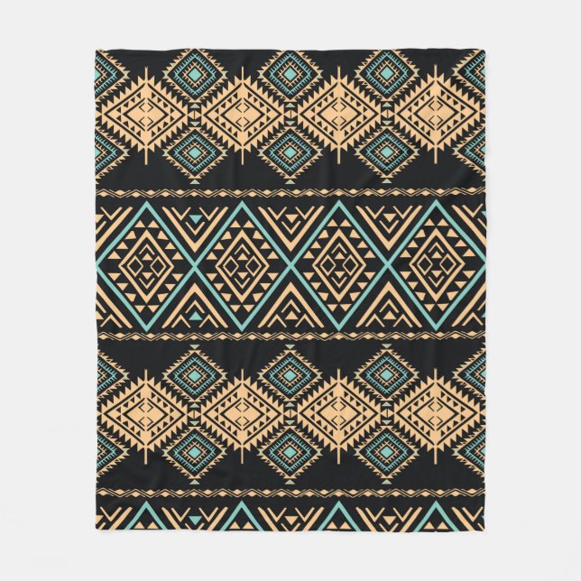 Tribal art pattern. Ethnic geometric print. Aztec  Fleece Blanket (Front)