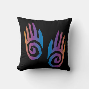 Tribal Art Pillow. Tribal Hands Home Decor Cushion