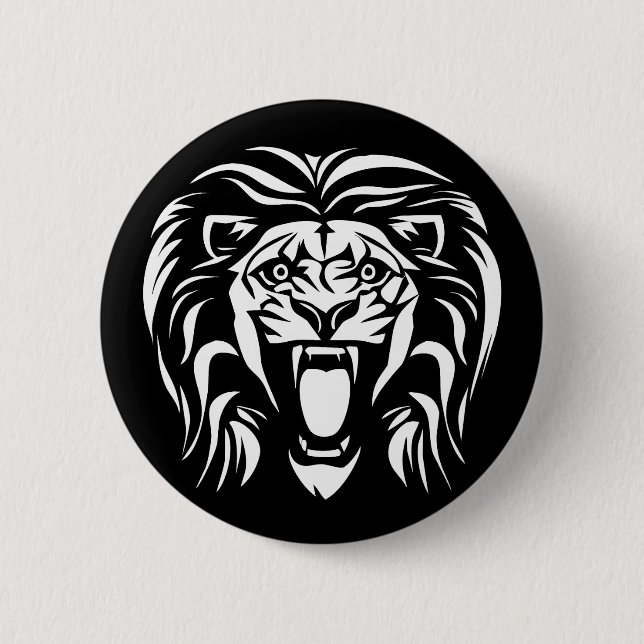 Tribal Art Roaring Lion 6 Cm Round Badge (Front)