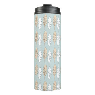 Tribal, Art, Splatter Paint Feathers Thermal Tumbler