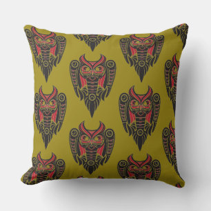 tribal art tattoo owl design pattern cushion