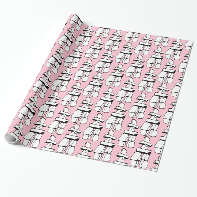 Tribal Art Wrapping Paper Inuit Inukshuk Paper (Unrolled)