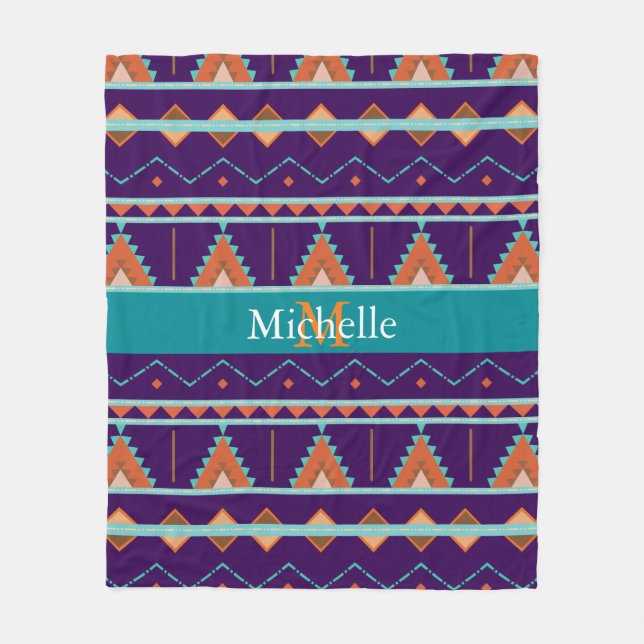 Tribal Aztec Bohemian Fleece Blanket (Front)