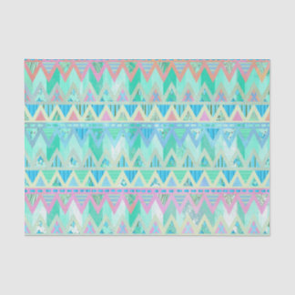 Tribal Aztec Chevron Light Pastel Teal Aqua Orange Tissue Paper