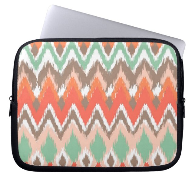 Tribal aztec chevron zig zag ikat chic pattern laptop sleeve (Front)