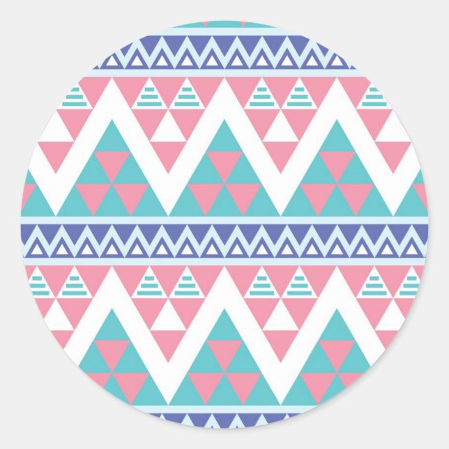 Tribal aztec colourful pattern classic round sticker (Front)