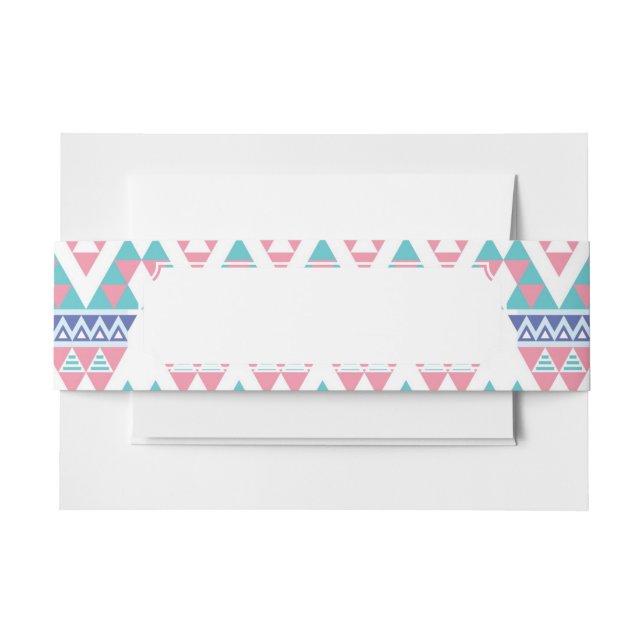 Tribal aztec colourful pattern invitation belly band (Front Example)