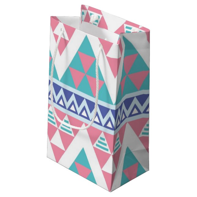 Tribal aztec colourful pattern small gift bag (Back Angled)