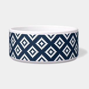 Tribal, Aztec, Navy Blue and White Dog