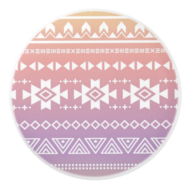 Tribal aztec ombre pattern ceramic knob (Front)