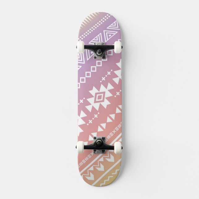 Tribal aztec ombre pattern skateboard (Front)