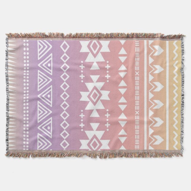Tribal aztec ombre pattern throw blanket (Front)