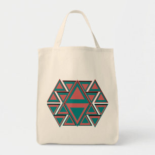 Tribal Aztec Pattern Cotton Grocery Tote Bag