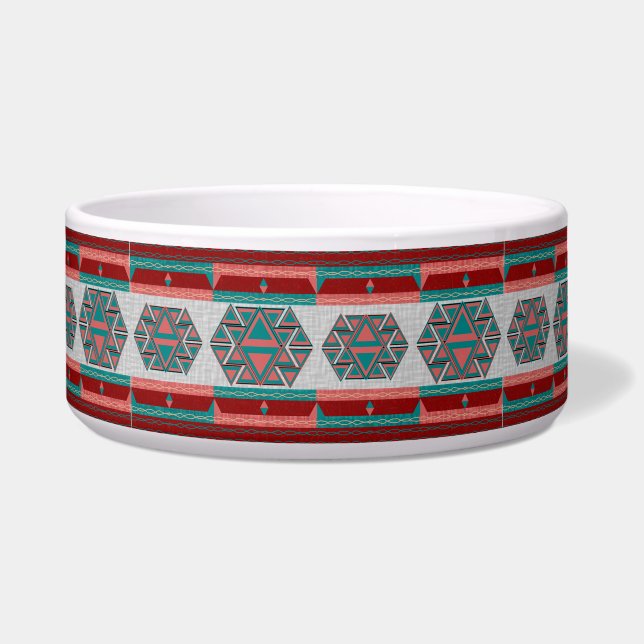 Tribal Aztec Pattern Pet Dog Cat Bowl Large 40 oz. (Front)