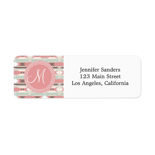 Tribal Aztec Pink Monogram Pattern (Front)