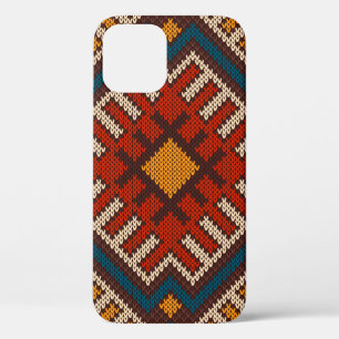 Tribal Aztec seamless pattern on the wool knitted iPhone 12 Case