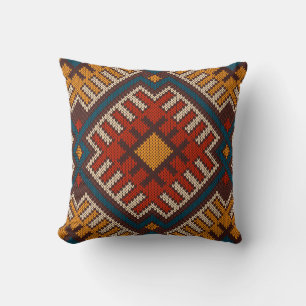 Tribal Aztec seamless pattern on the wool knitted Cushion